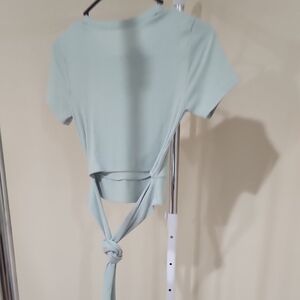 Windsor Light Green Tie-Back Crop Top